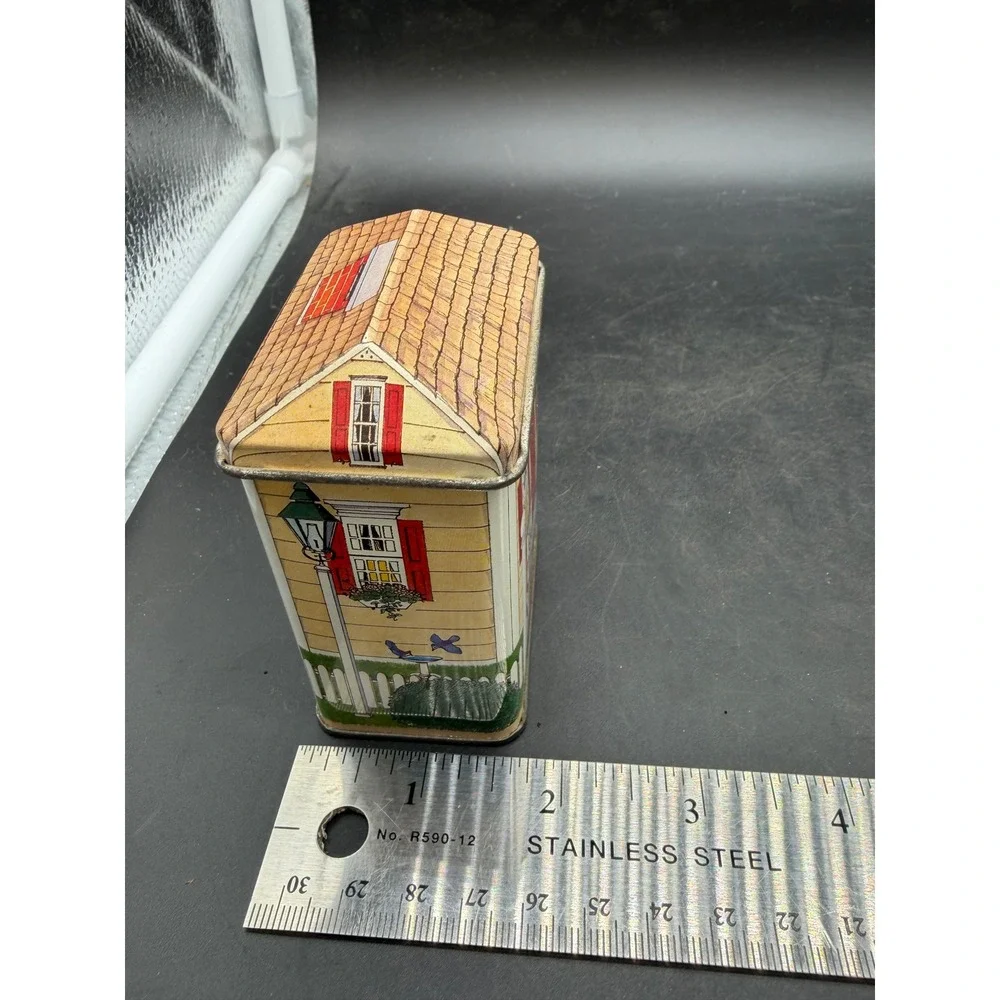Vintage Nestle Toll House Cottage & Tin Box Co Schoolhouse Christmas Tins Set 2